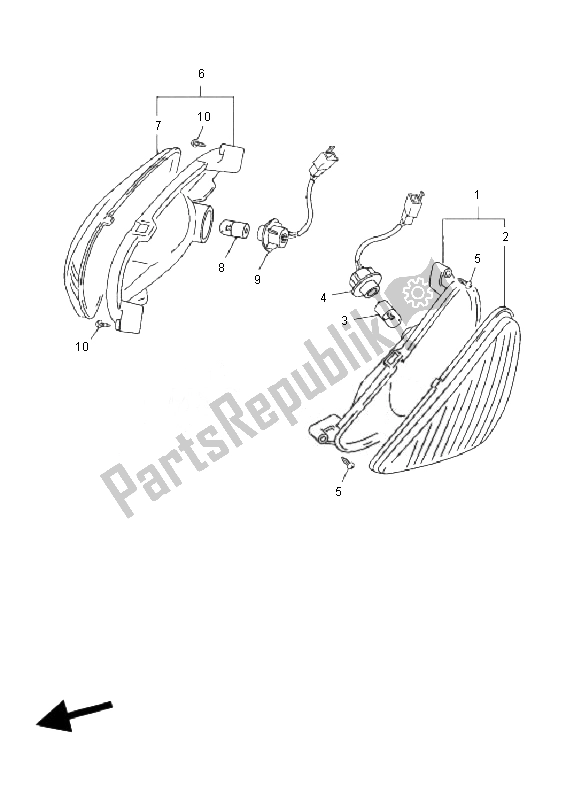 Alle onderdelen voor de Knipperlicht van de Yamaha YN 50F 4T Neos 2010