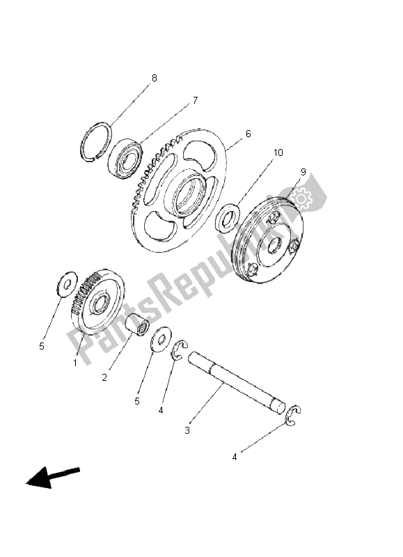 All parts for the Starter Clutch of the Yamaha YFM 125 Grizzly 2006