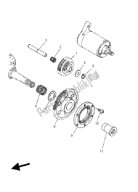 All parts for the Starter Clutch of the Yamaha YFM 350R 2011