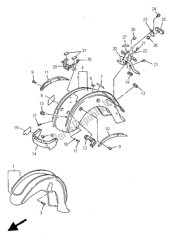 All parts for the Fender of the Yamaha XVZ 1300A Royalstar 1999