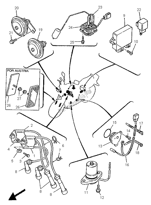 Tutte le parti per il Elettrico 1 del Yamaha XJR 1200 1995