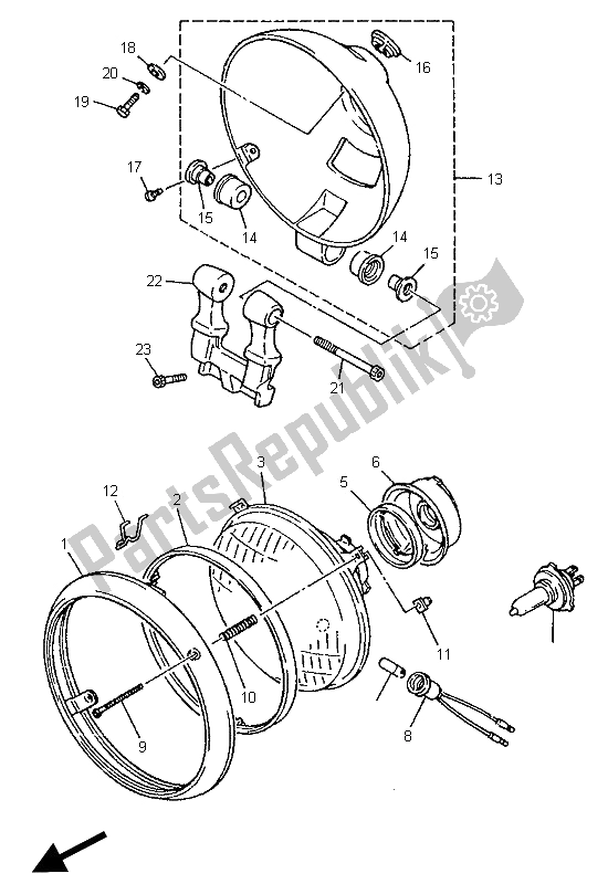 Tutte le parti per il Faro del Yamaha XV 1100 Virago 1996