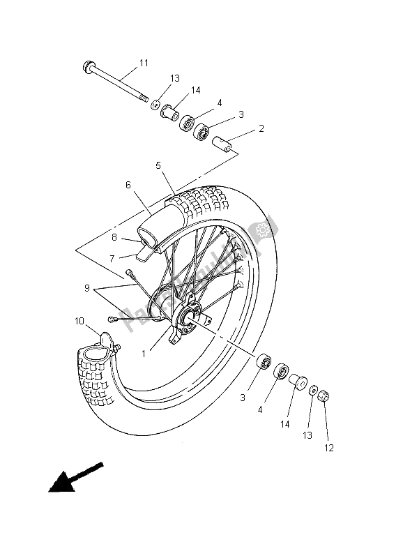 All parts for the Front Wheel of the Yamaha YZ 85 SW LW 2012