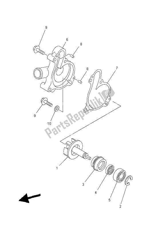 All parts for the Water Pump of the Yamaha YFZ 450R 2014