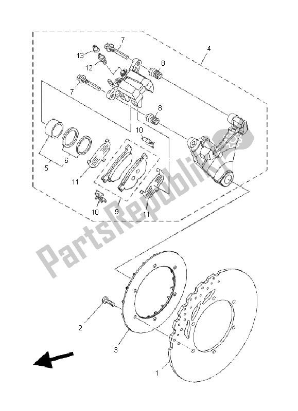 Tutte le parti per il Pinza Freno Posteriore del Yamaha XT 1200Z Tenere 2011