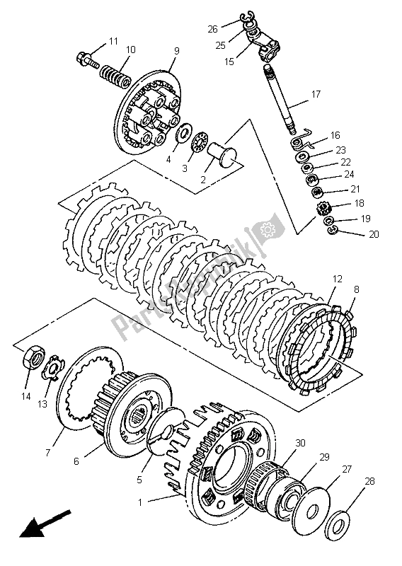 All parts for the Clutch of the Yamaha XTZ 750 Super Tenere 1995