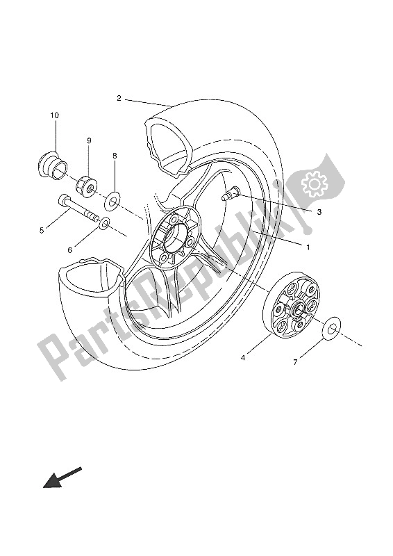 All parts for the Rear Wheel of the Yamaha NS 50N 2016