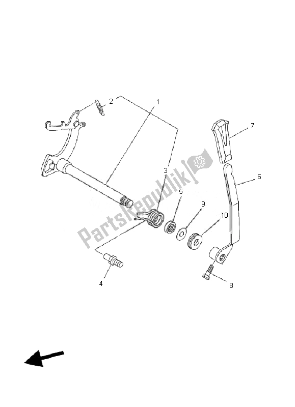 All parts for the Shift Shaft of the Yamaha YFM 50R 2007