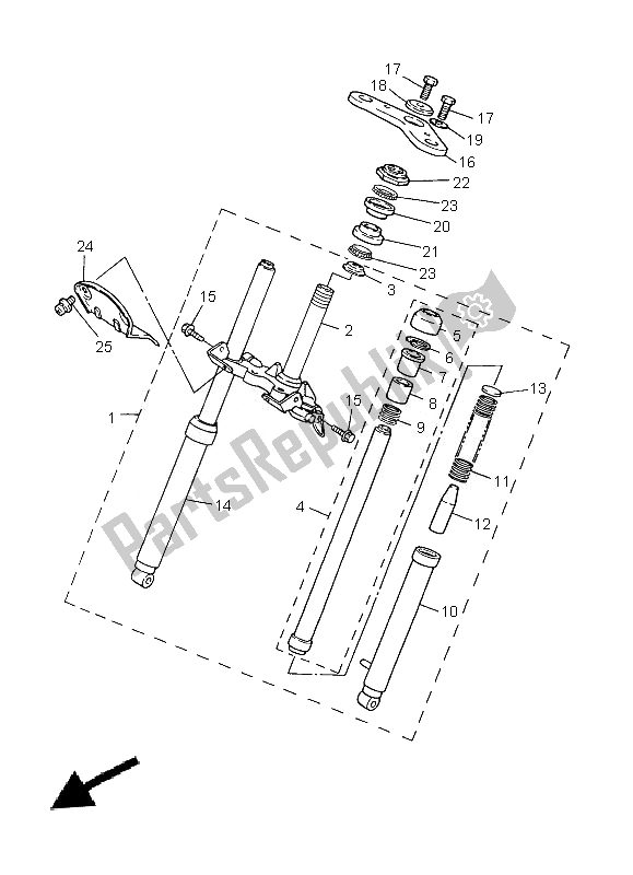 All parts for the Front Fork of the Yamaha PW 50 2013