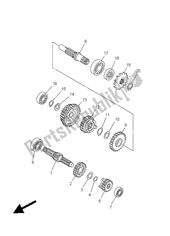 All parts for the Transmission of the Yamaha TT R 50E 2012