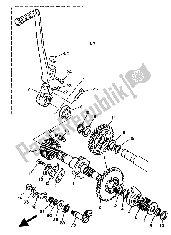 All parts for the Starter of the Yamaha XT 600K 1994