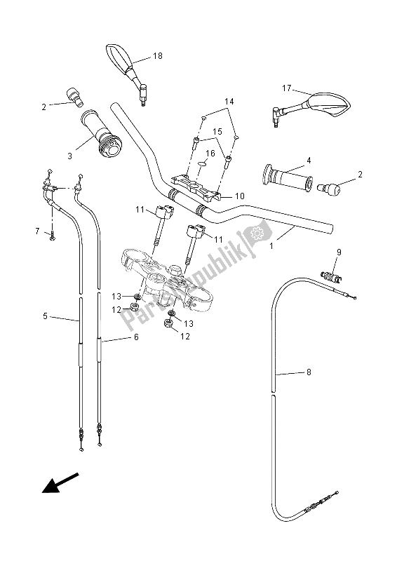 Todas las partes para Manija De Dirección Y Cable de Yamaha MT 125A 2015