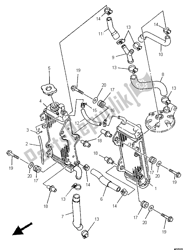 All parts for the Radiator Hose of the Yamaha WR 250Z 1996