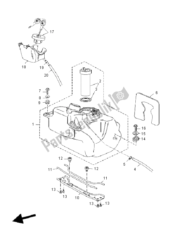 All parts for the Fuel Tank of the Yamaha YP 250R X MAX 2011