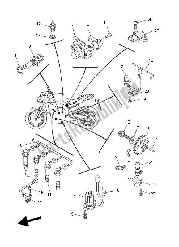 Toutes les pièces pour le électrique 1 du Yamaha FZ1 N Fazer 1000 2007