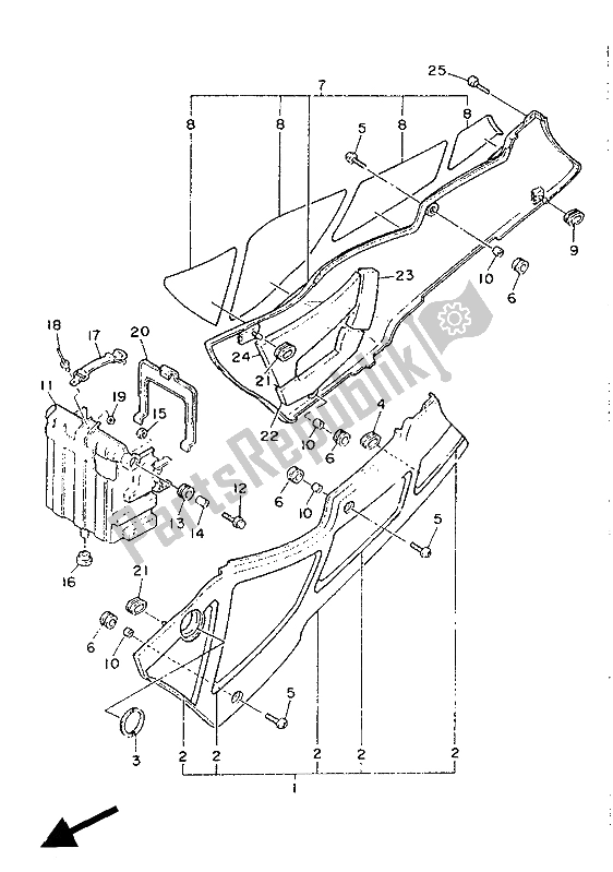 Toutes les pièces pour le Couvercle Latéral Et Réservoir D'huile du Yamaha FZ 600 1988