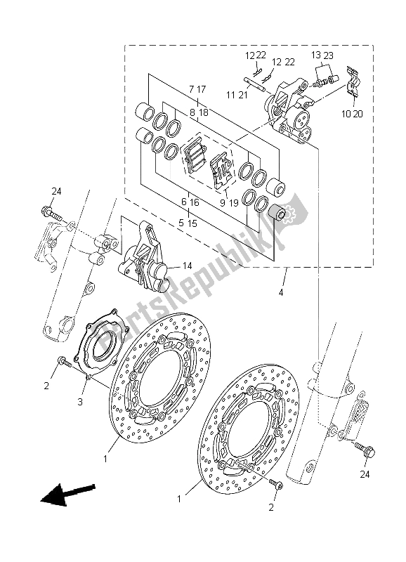 All parts for the Front Brake Caliper of the Yamaha XV 1900A Midnighst Star 2009