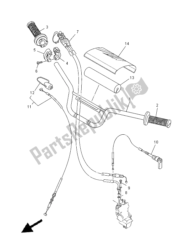 Alle onderdelen voor de Stuurhendel En Kabel van de Yamaha TT R 110E 2014