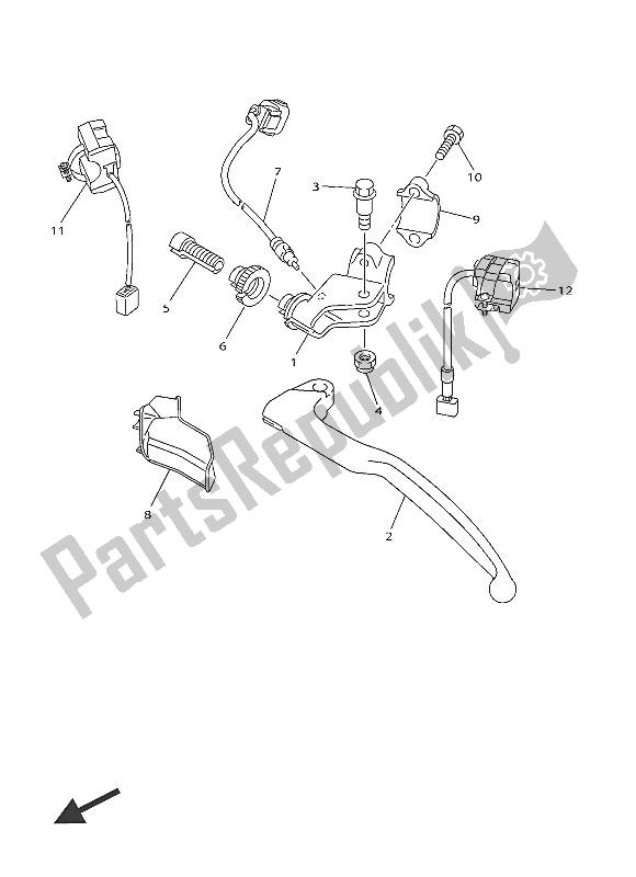 All parts for the Handle Switch & Lever of the Yamaha WR 250F 2016