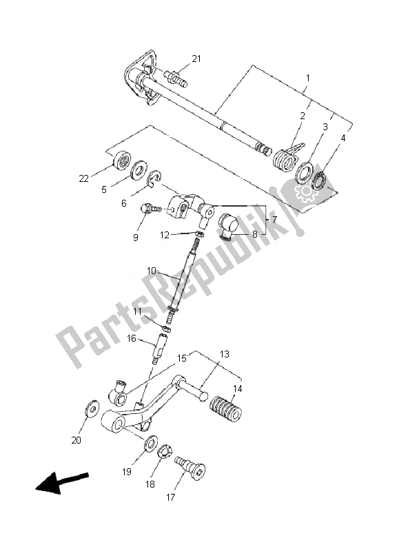 Alle onderdelen voor de Schakelas van de Yamaha TDM 900 2007