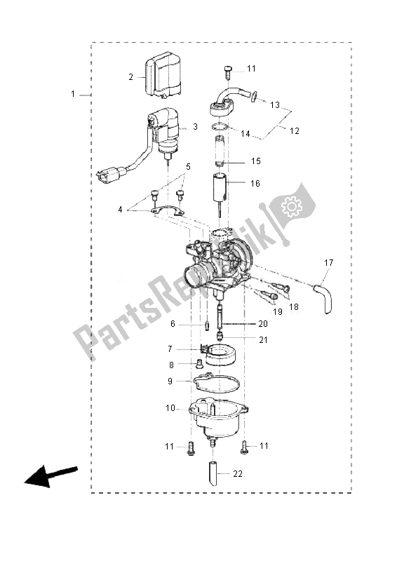 All parts for the Carburetor of the Yamaha YQ 50 Aerox 2010