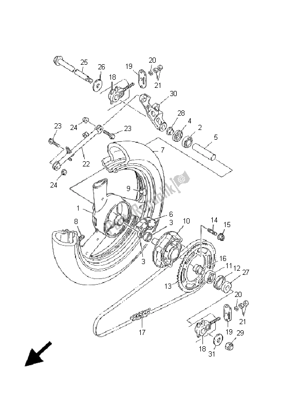 Tutte le parti per il Ruota Posteriore del Yamaha XJ 600N 2001