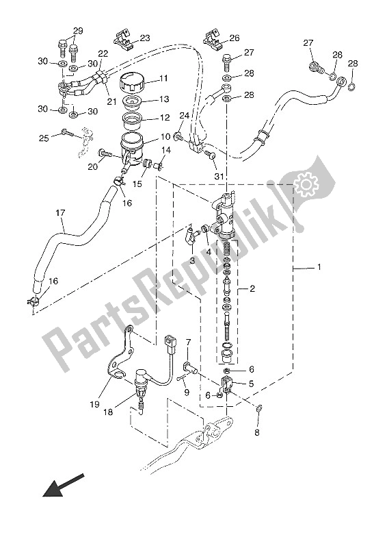 Toutes les pièces pour le Maître-cylindre Arrière du Yamaha XSR 700 2016