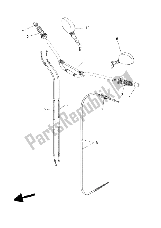 All parts for the Steering Handle & Cable of the Yamaha XT 660Z Tenere 2011