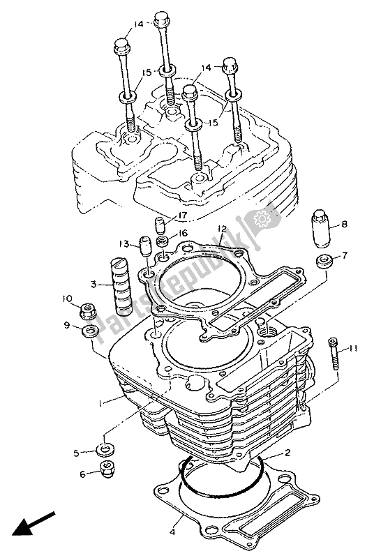 Toutes les pièces pour le Cylindre du Yamaha XT 600E 1990