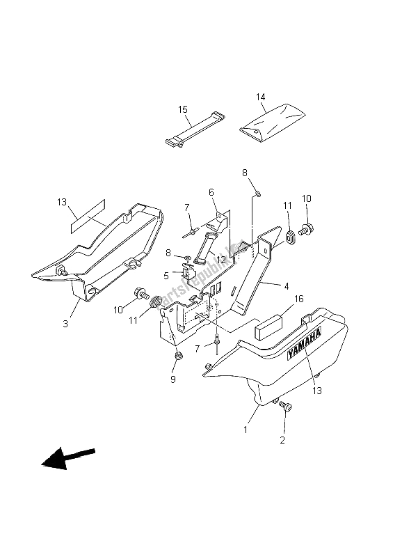 All parts for the Side Cover of the Yamaha TW 125 2002