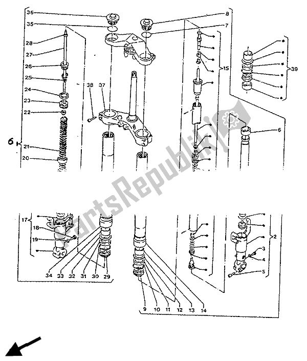 Toutes les pièces pour le Alterné (fourche Avant) du Yamaha TZR 125R 1992