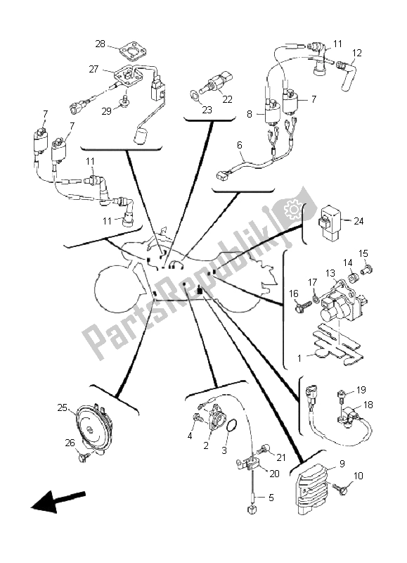 Toutes les pièces pour le électrique 1 du Yamaha XV 1900A Midnight Star 2008