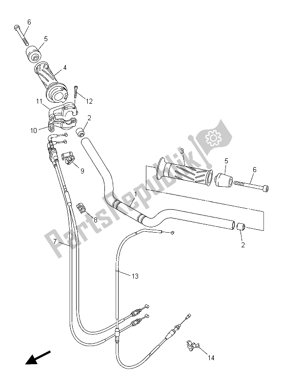 All parts for the Steering Handle & Cable of the Yamaha FZ8 S 800 2015