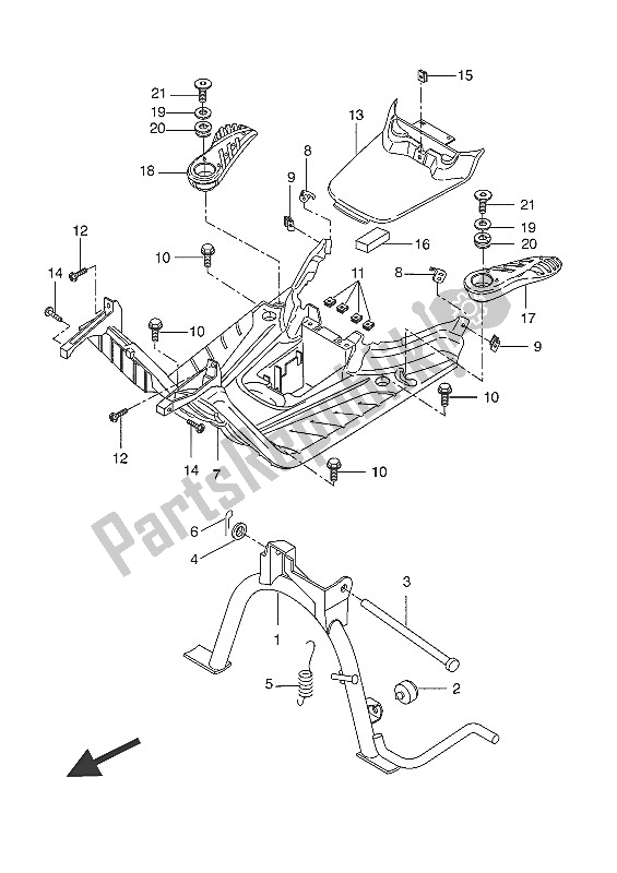 All parts for the Stand & Footrest of the Yamaha CW 50N 2016