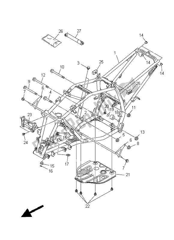 Todas las partes para Marco de Yamaha YFM 250R Raptor 2013