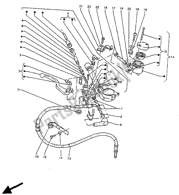 Todas as partes de Cilindro Mestre Dianteiro do Yamaha TZR 125R 1992