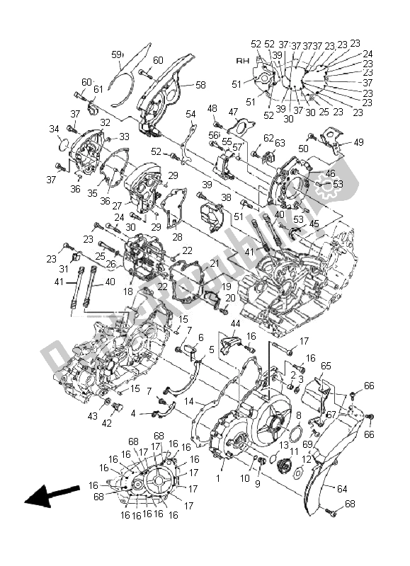 Alle onderdelen voor de Carterdeksel 1 van de Yamaha MT 01 1670 2007