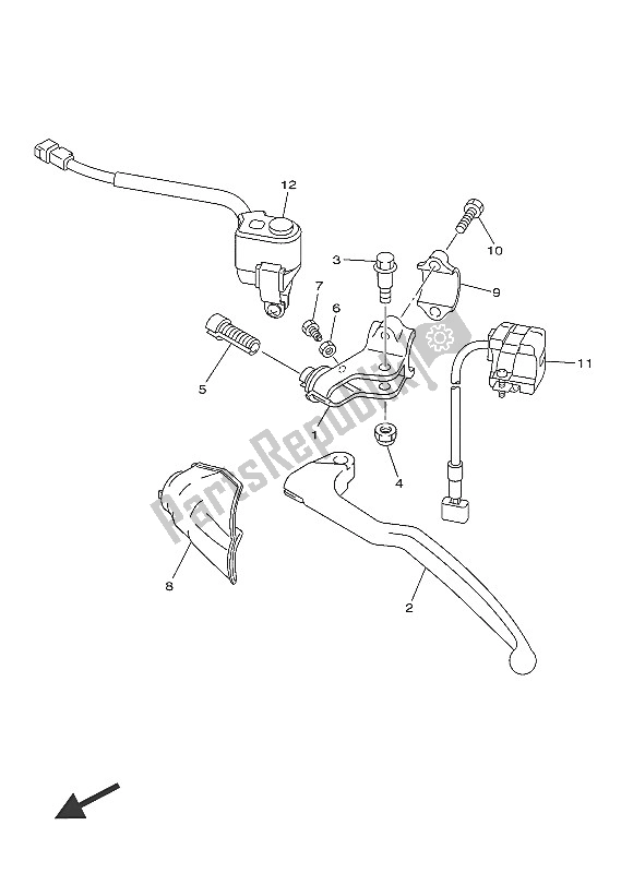 All parts for the Handle Switch & Lever of the Yamaha YZ 450F 2016