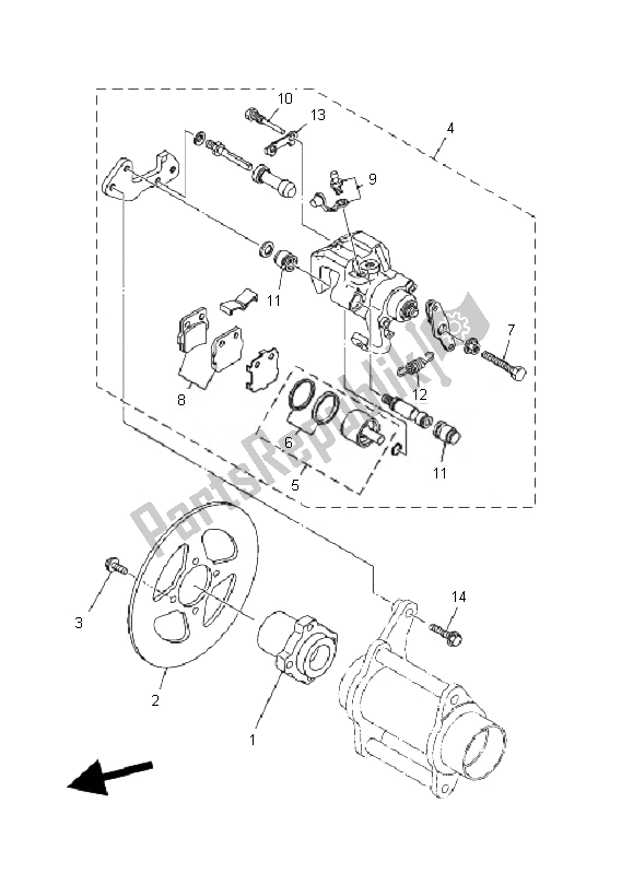 All parts for the Rear Brake of the Yamaha YFM 350R 2007