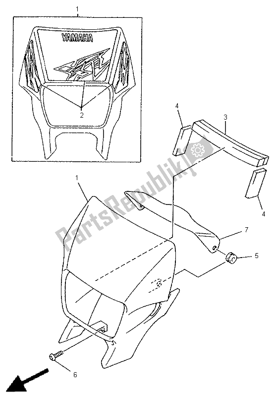 All parts for the Cowling 1 of the Yamaha XT 600E 1998