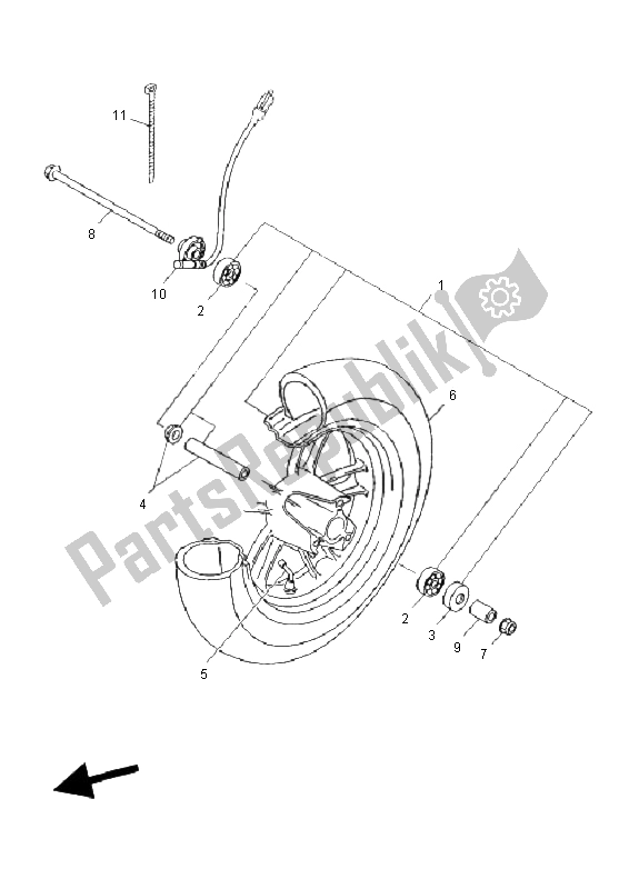 Tutte le parti per il Ruota Anteriore del Yamaha YN 50F T4 Neos 2011