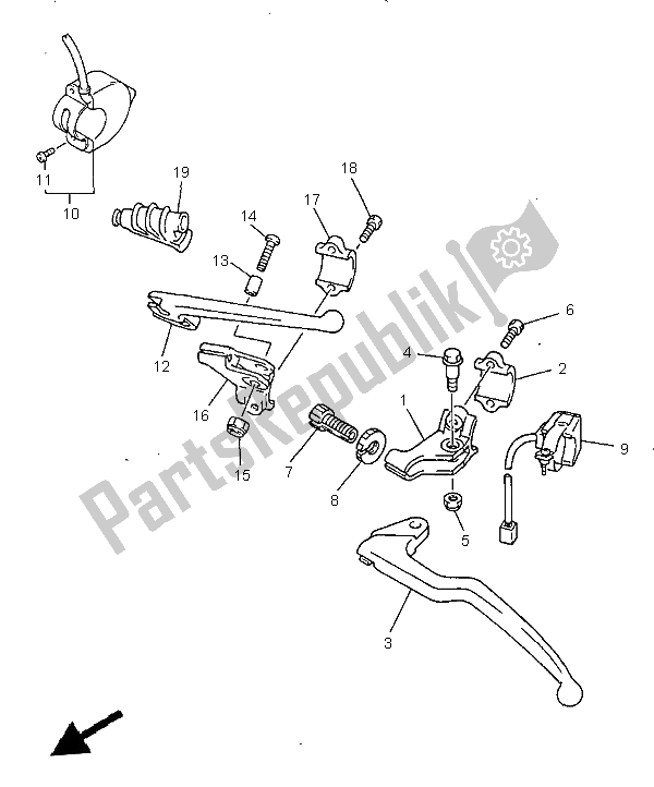 Toutes les pièces pour le Interrupteur Et Levier De Poignée du Yamaha WR 400F 1998