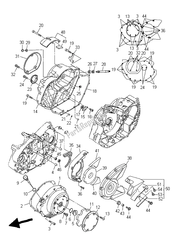 Wszystkie części do Pokrywa Skrzyni Korbowej 1 Yamaha XVS 950A 2010