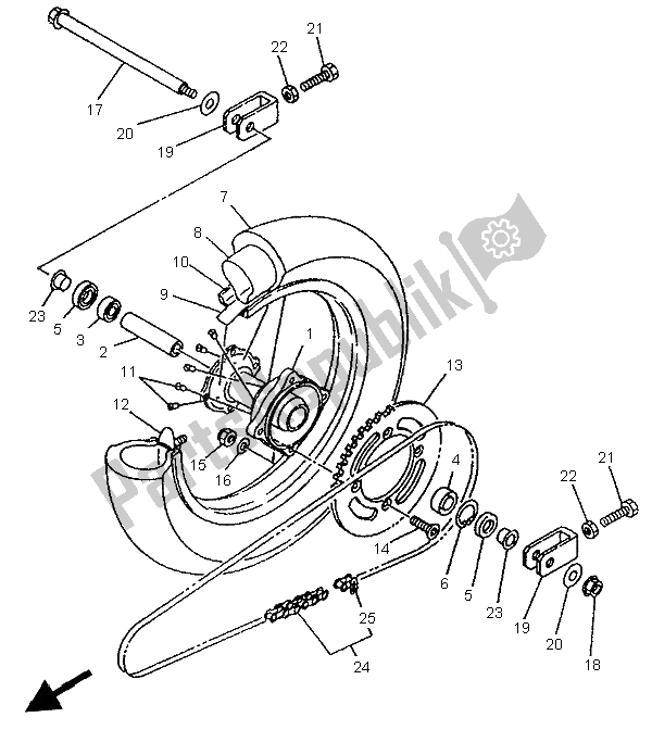 Todas as partes de Roda Traseira do Yamaha YZ 80 LW 1996