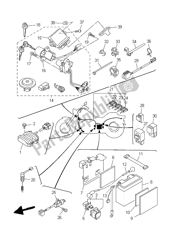 All parts for the Electrical 1 of the Yamaha XVS 650A Dragstar Classic 2006