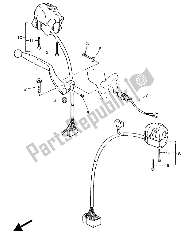 Toutes les pièces pour le Interrupteur Et Levier De Poignée du Yamaha FZR 1000 1989