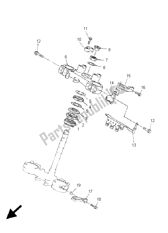 All parts for the Steering of the Yamaha WR 450F 2005