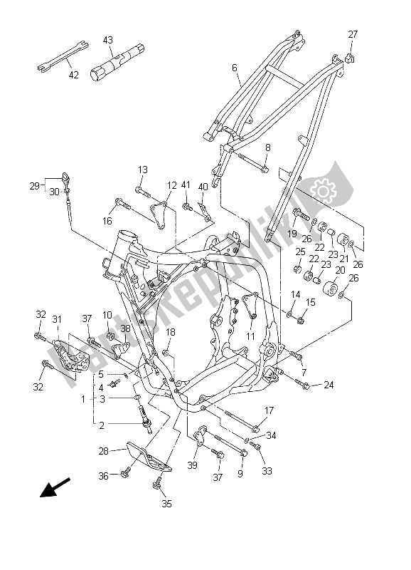 All parts for the Frame of the Yamaha YZ 250F 2003