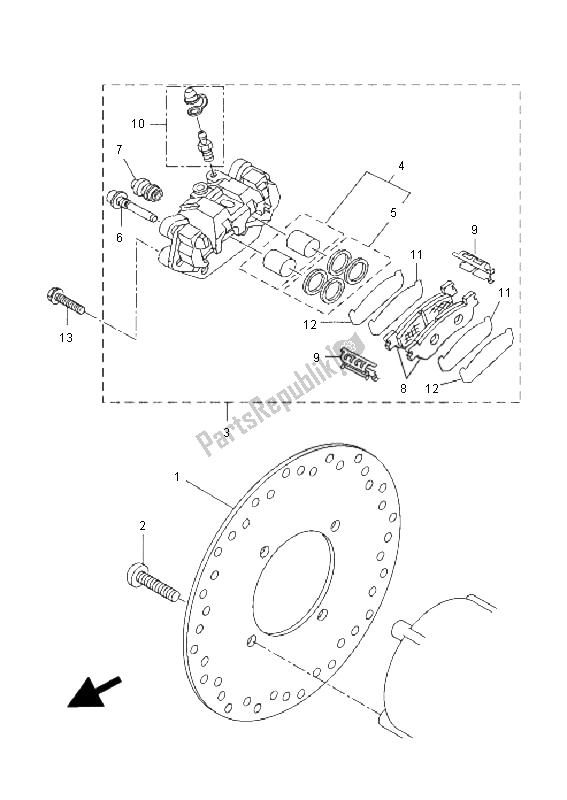 All parts for the Rear Brake Caliper of the Yamaha VP 250 X City 2008