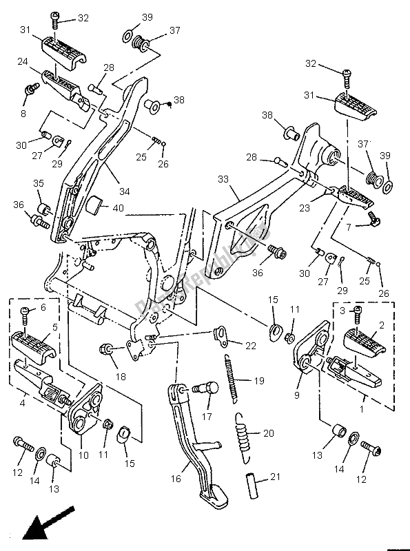 Todas las partes para Soporte Y Reposapiés de Yamaha TDM 850 1995